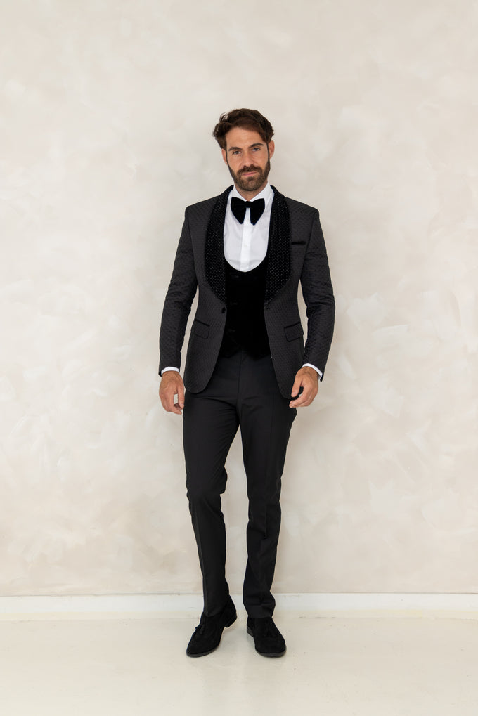 The Savoy Studded Shawl Evening Suit   MJ9707