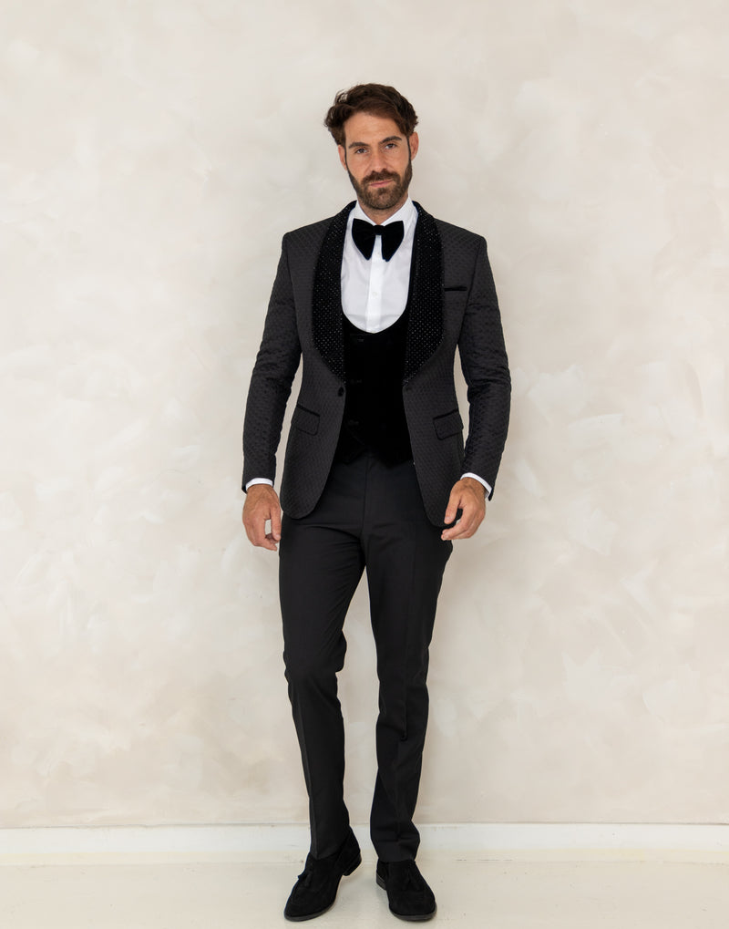 The Savoy Studded Shawl Evening Suit   MJ9707